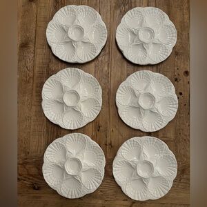 Set of 6 French vintage oyster plates